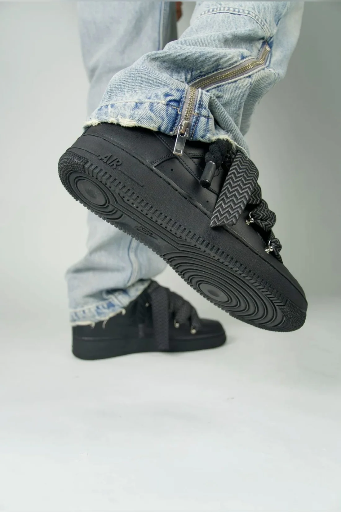 Nike Air Force 1 Low All Black Lanvin Rope Laces – Image 4