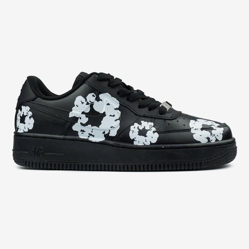 Nike Air Force 1 Black Leather Flowers