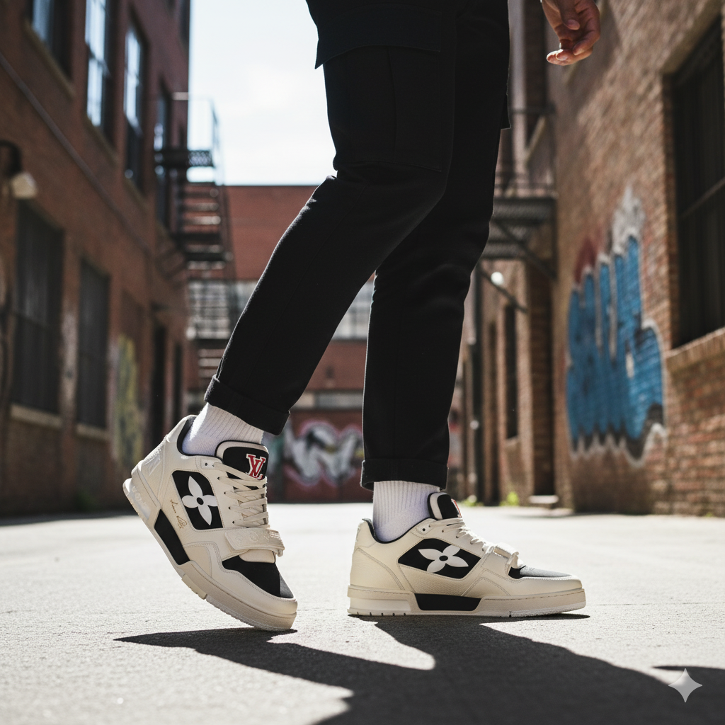 LV Skate sneakers crème et noir – Image 4